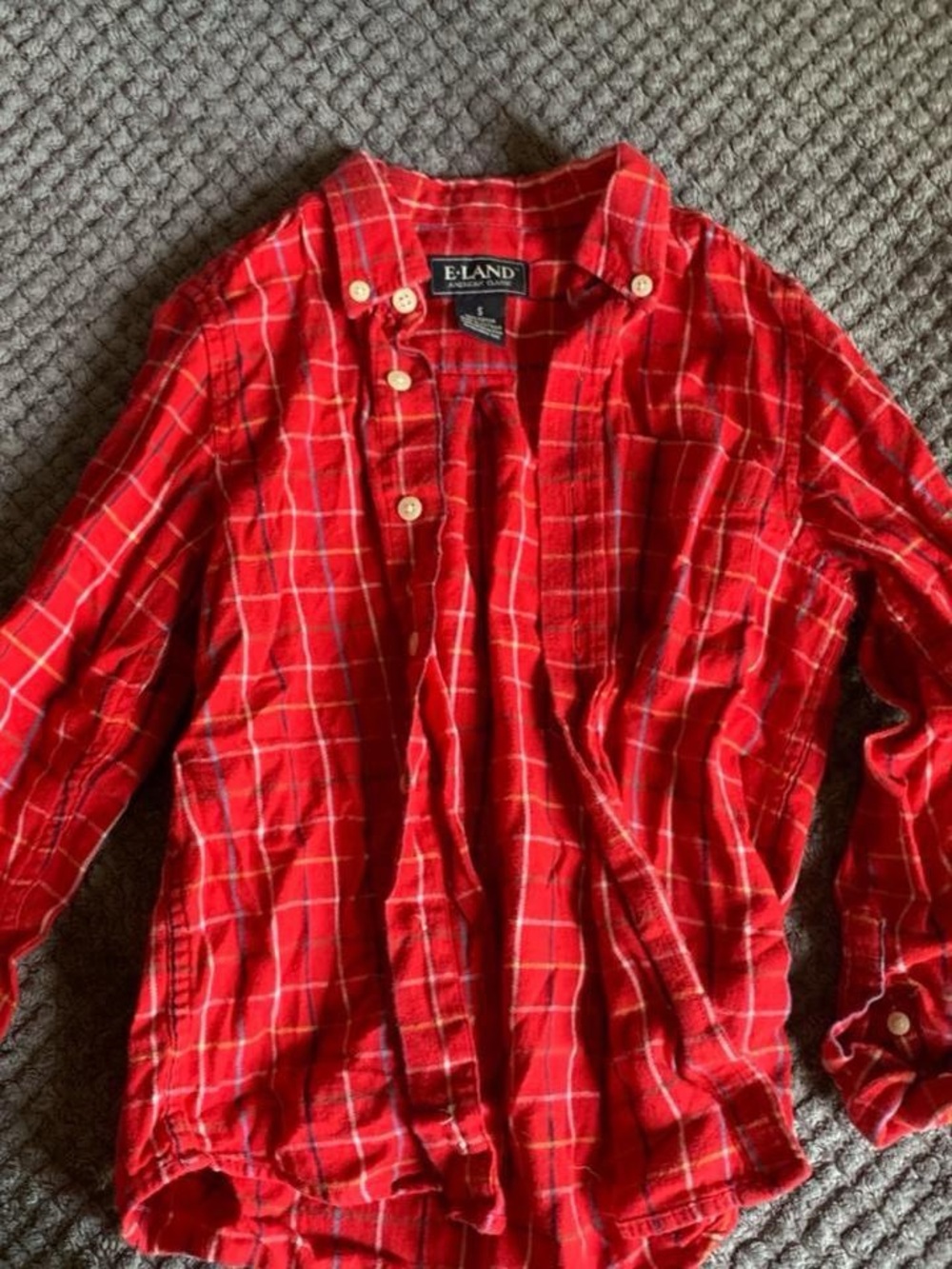 EUC E-LAND Kids Red Plaid Button Down